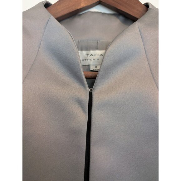 Tahari ASL Silver Blazer Size 8 holiday party quiet luxury office - Picture 2 of 9